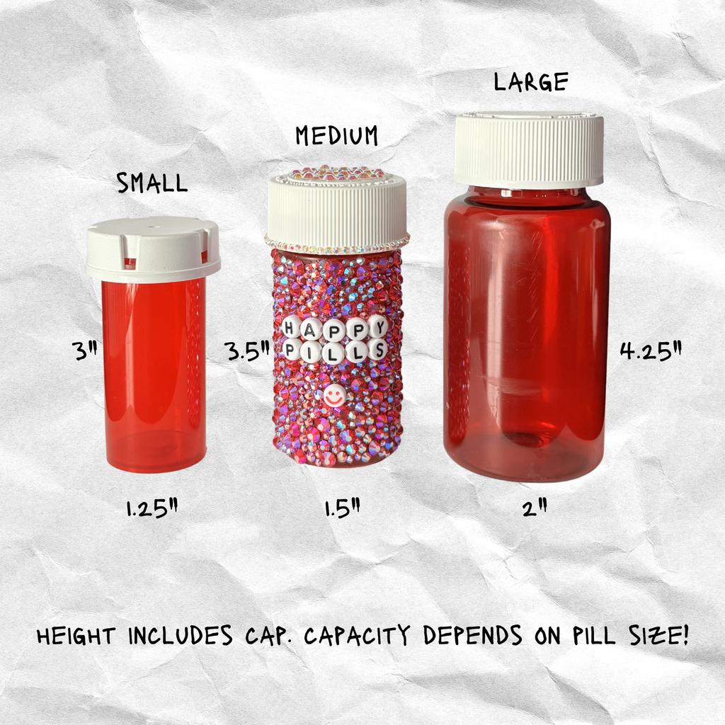 Red Rhinestoned Pill Bottle