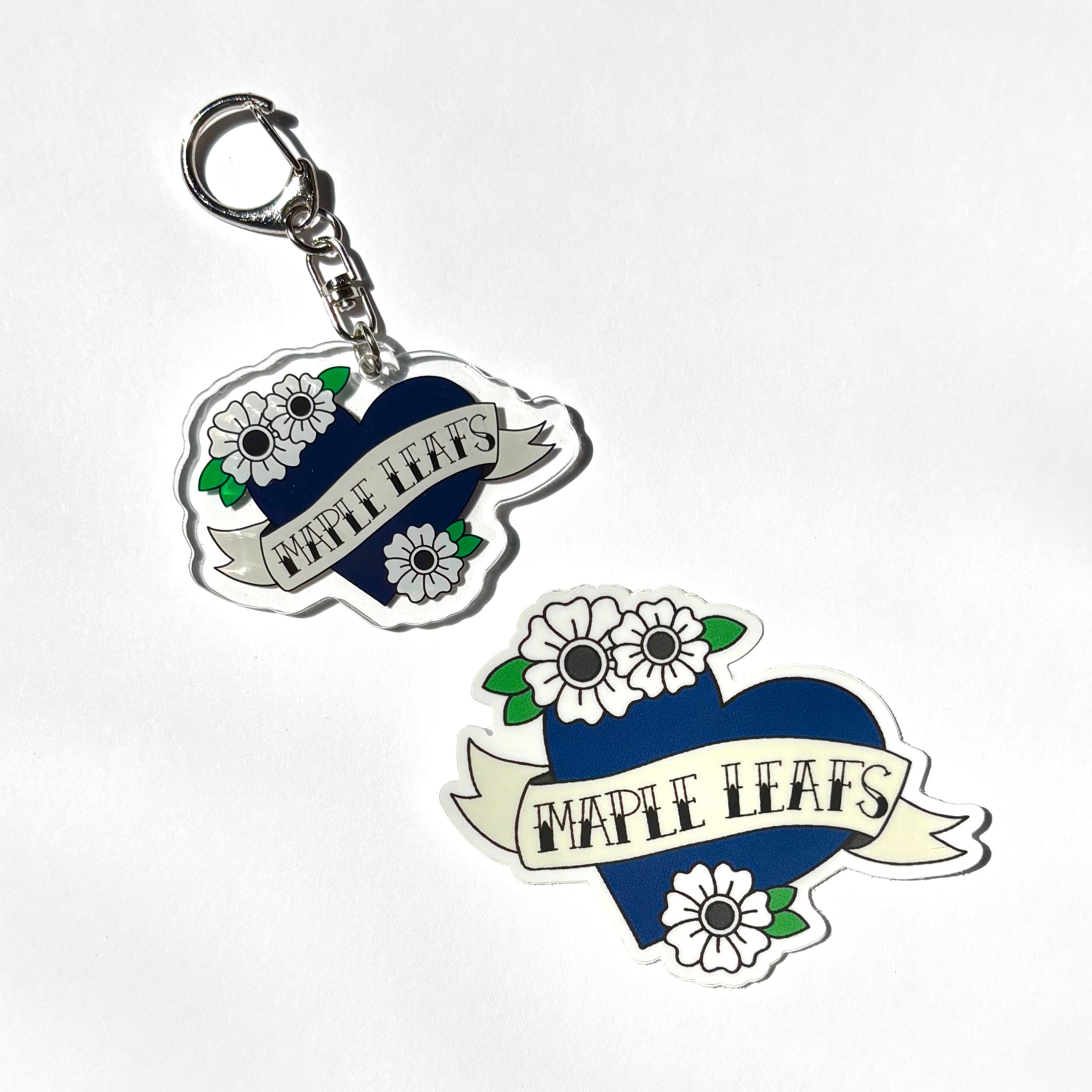 Maple Leafs Hockey Vinyl Sticker & Acrylic Keychain