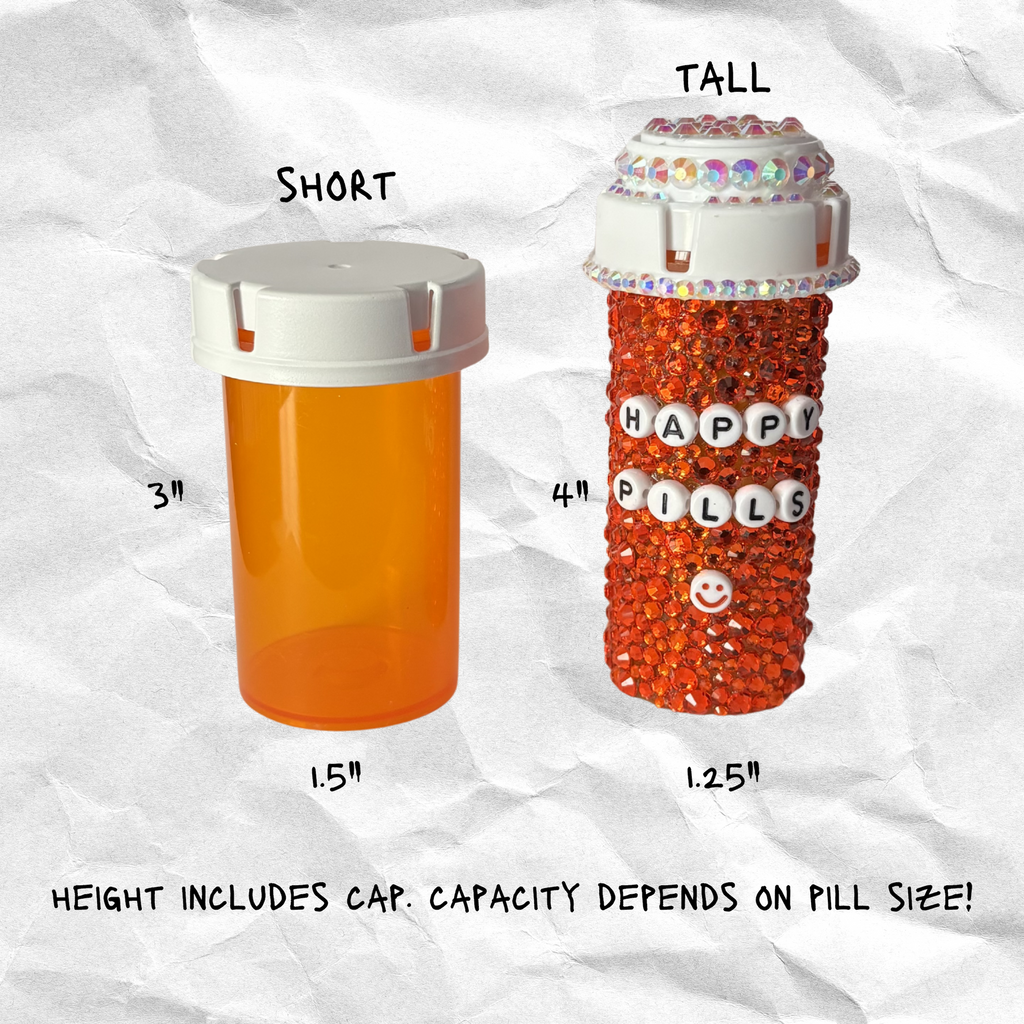 Orange Rhinestoned Pill Bottle