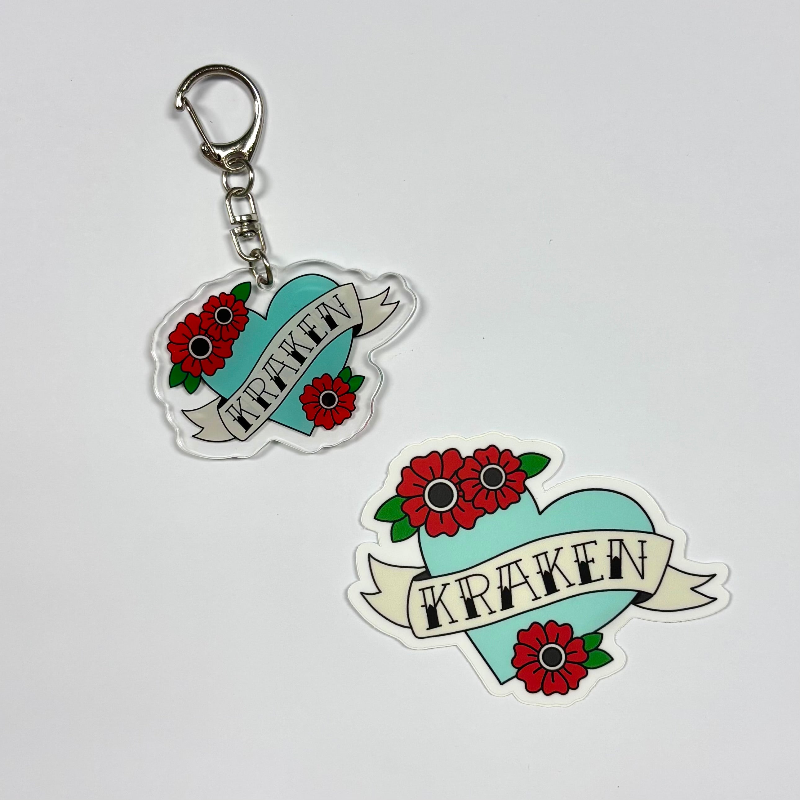 Kraken Hockey Vinyl Sticker & Acrylic Keychain