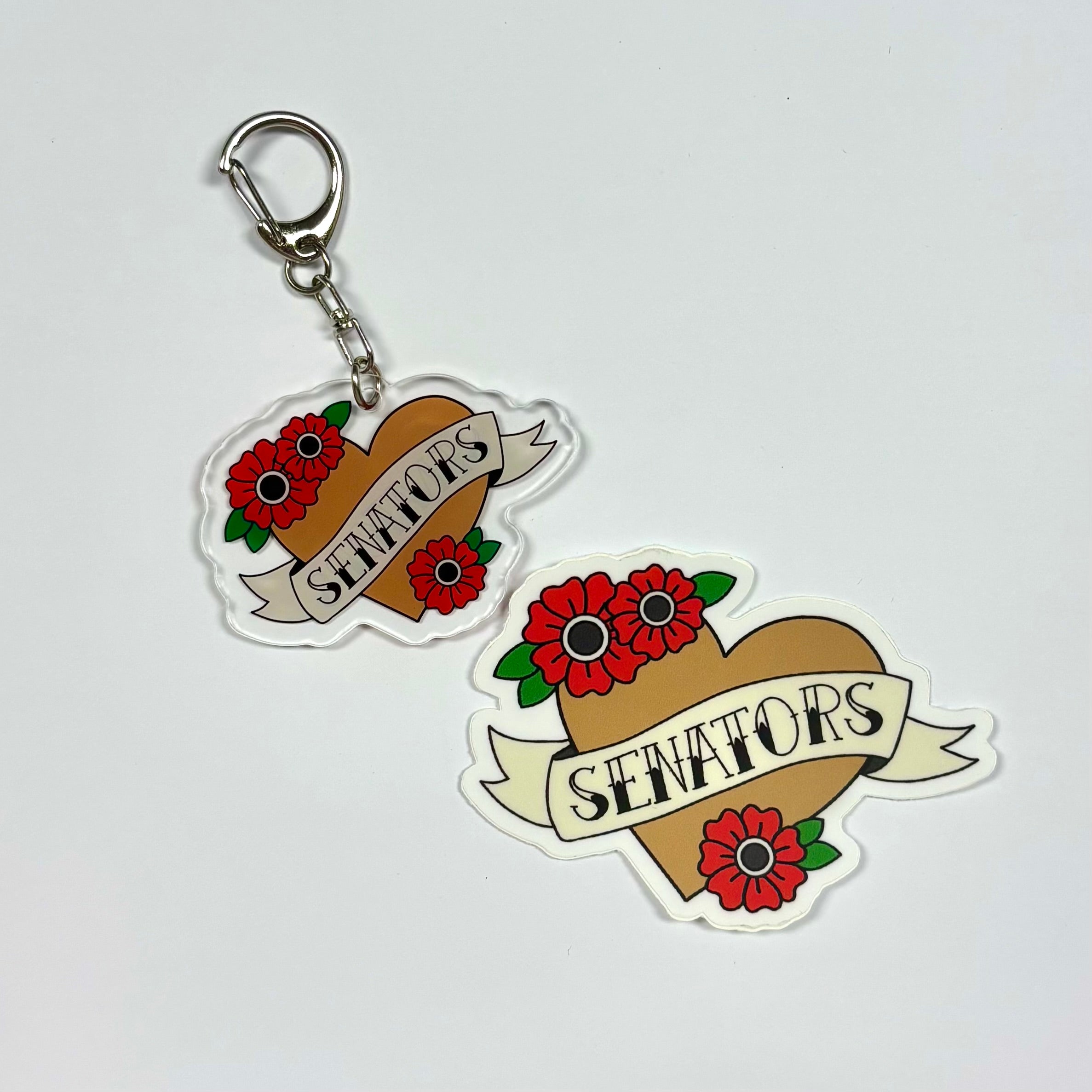 Senators Hockey Vinyl Sticker & Acrylic Keychain