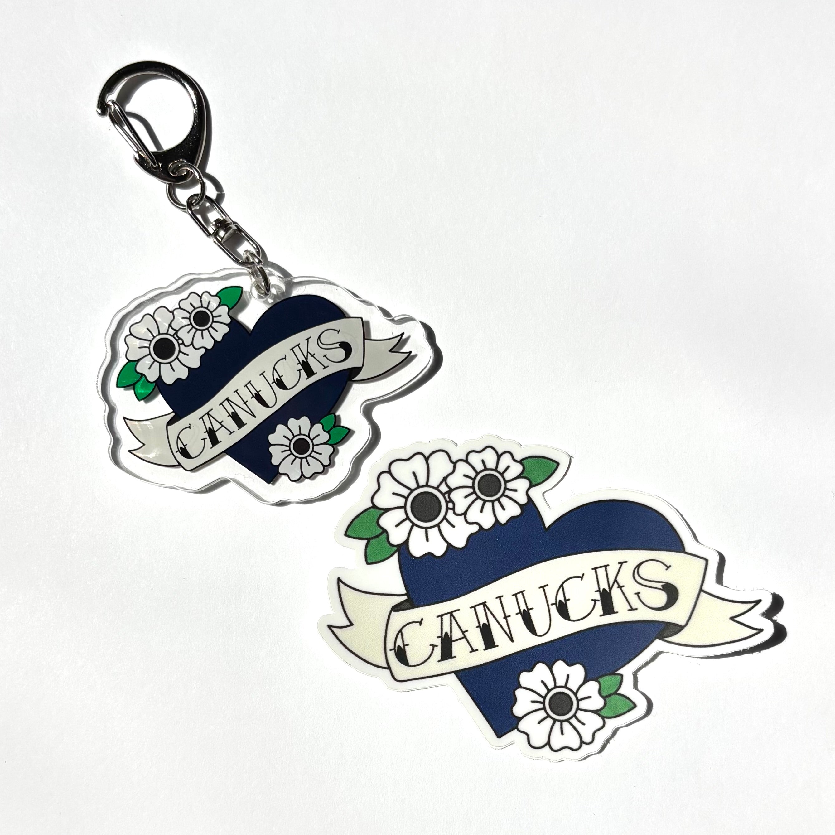 Canucks Hockey Vinyl Sticker & Acrylic Keychain