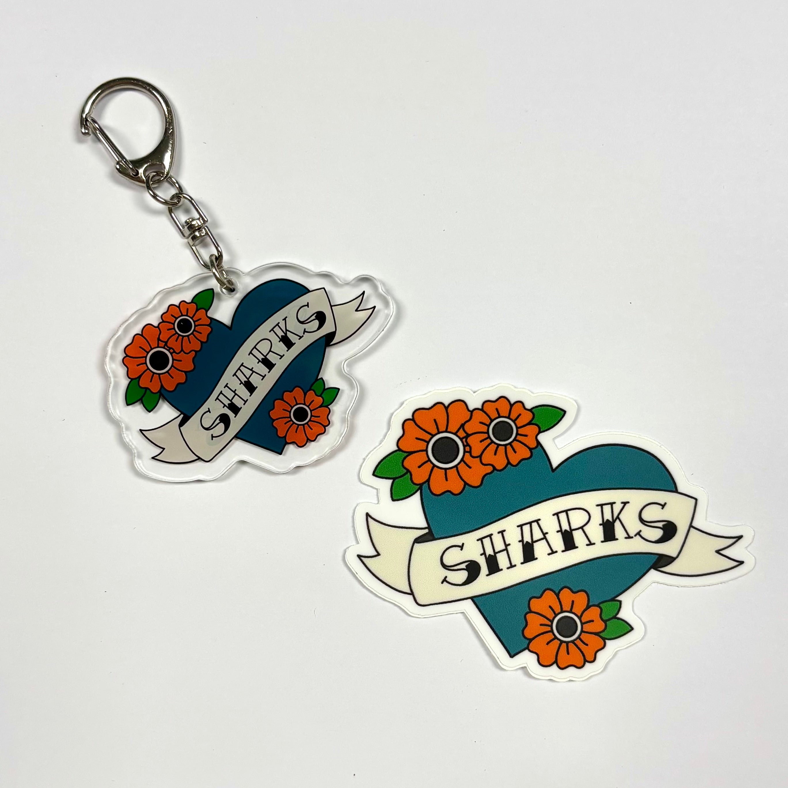 Sharks Hockey Vinyl Sticker & Acrylic Keychain