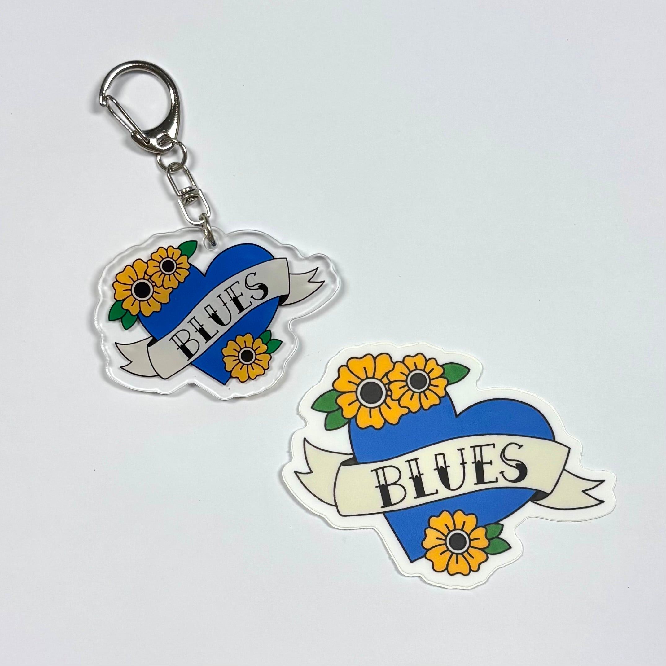 Blues Hockey Vinyl Sticker & Acrylic Keychain