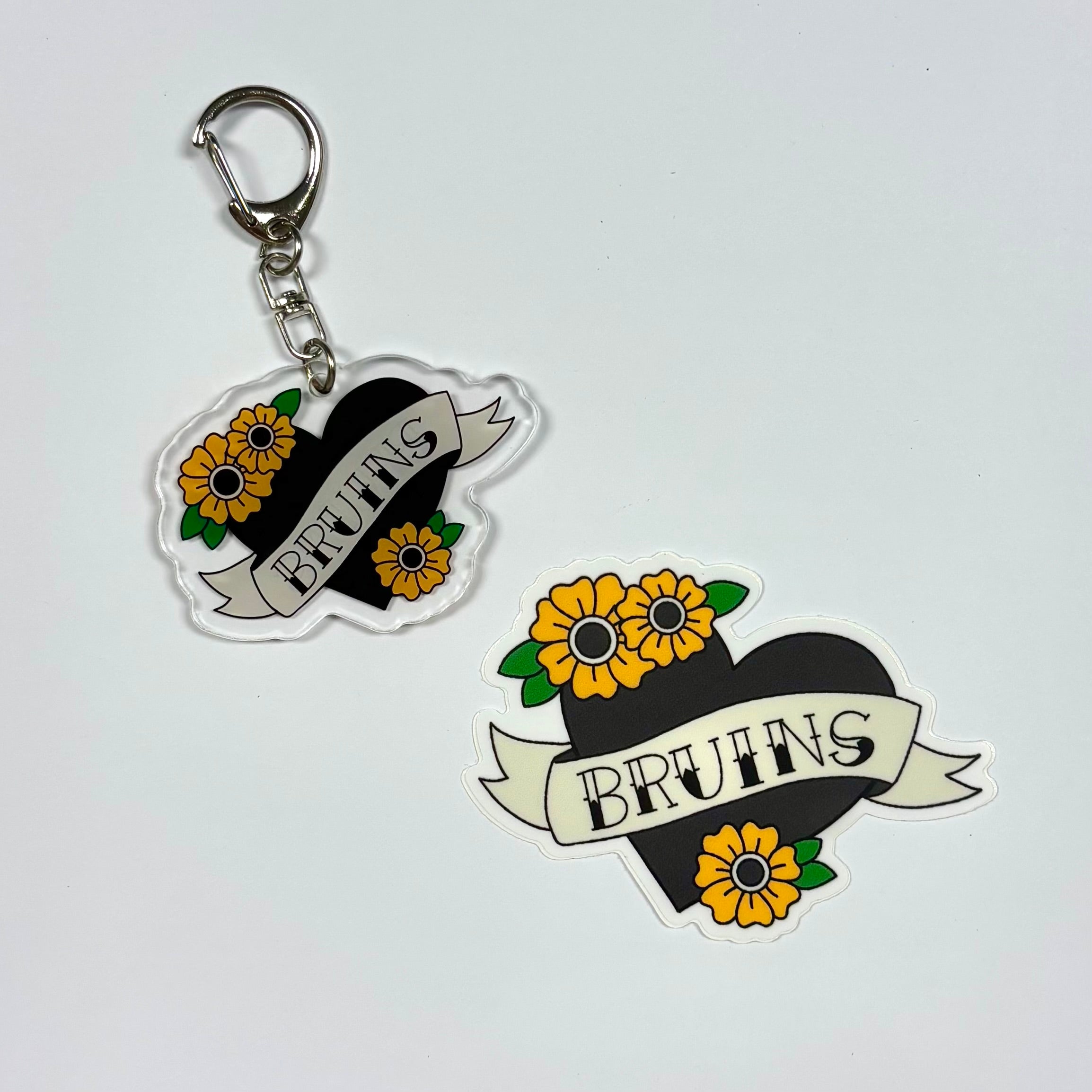 Bruins Hockey Vinyl Sticker & Acrylic Keychain