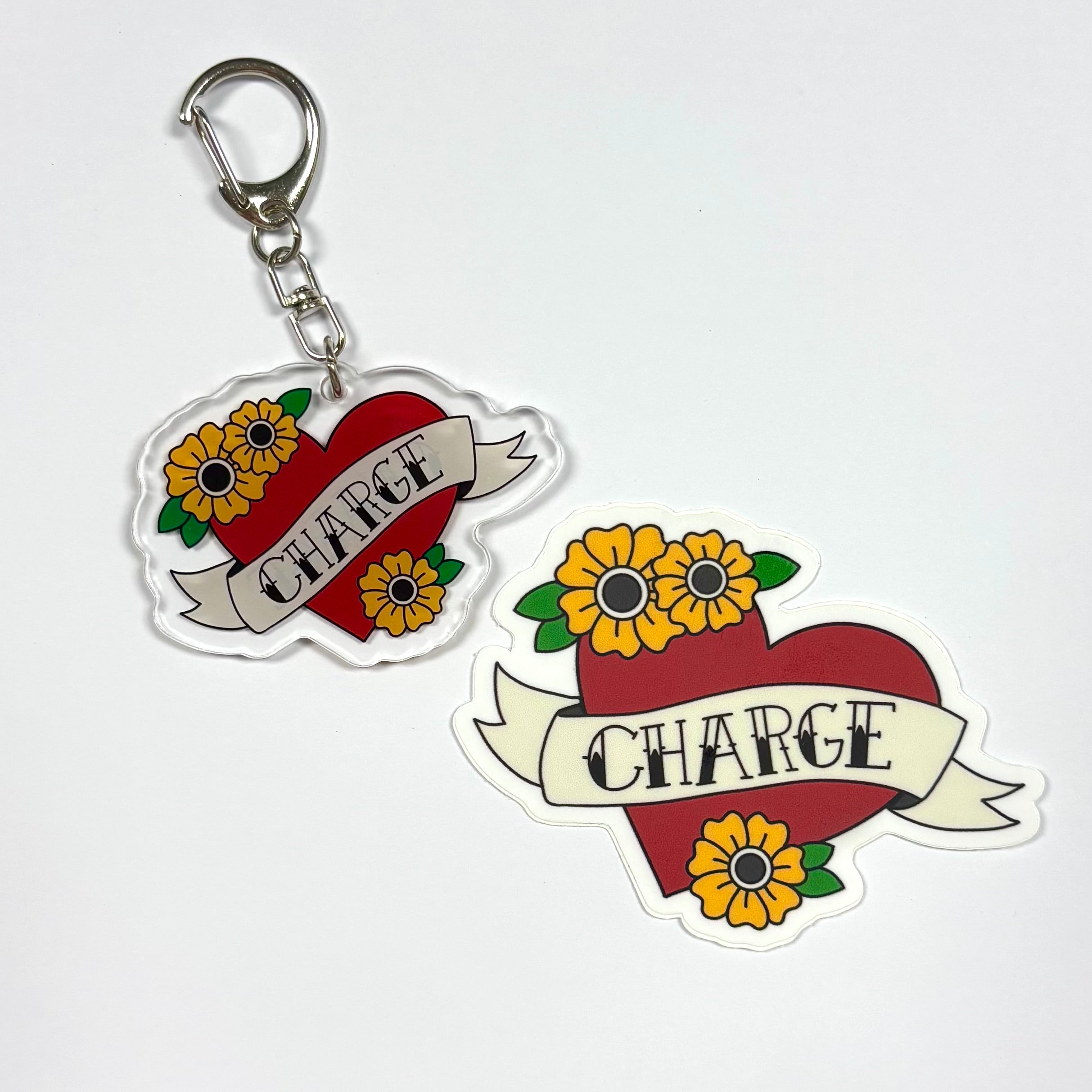 Charge Hockey Vinyl Sticker & Acrylic Keychain
