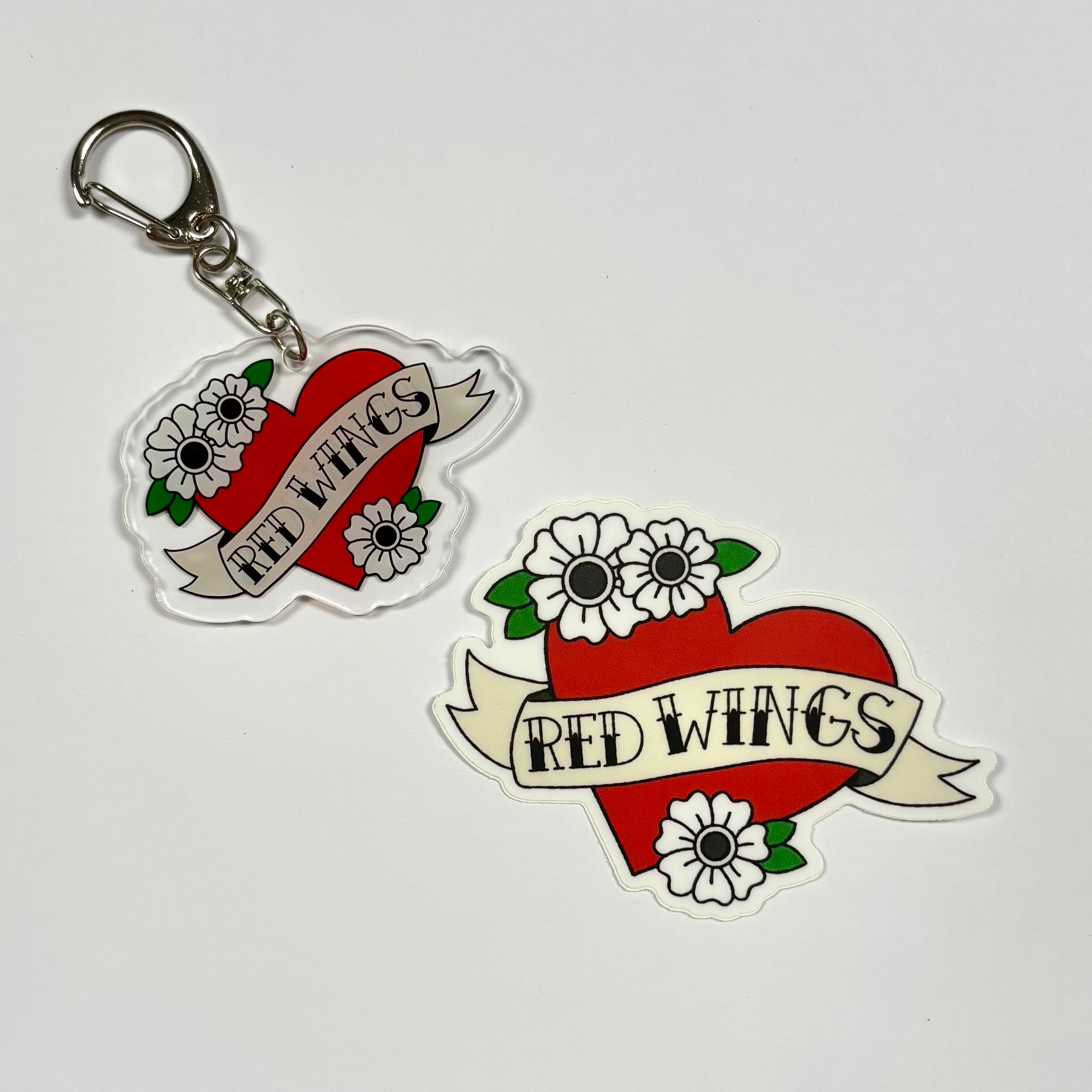 Red Wings Hockey Vinyl Sticker & Acrylic Keychain