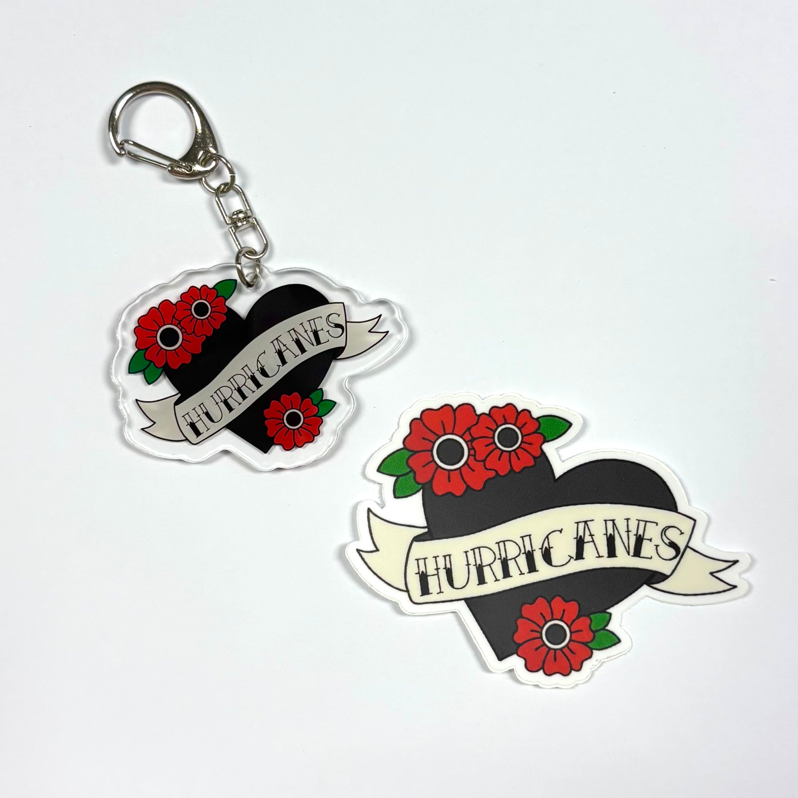 Hurricanes Hockey Vinyl Sticker & Acrylic Keychain
