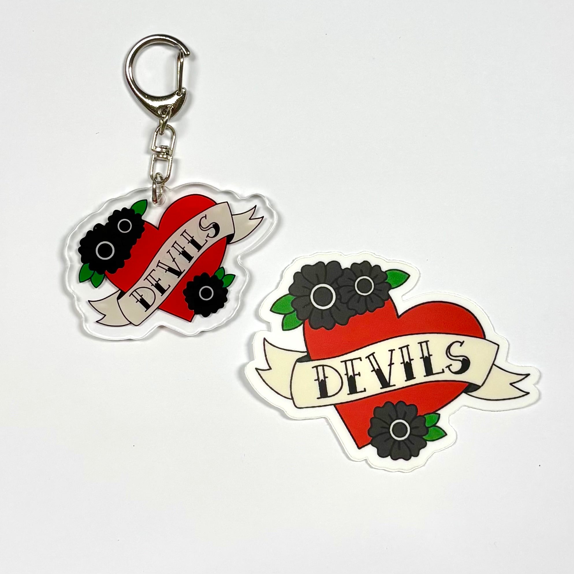 Devils Hockey Vinyl Sticker & Acrylic Keychain