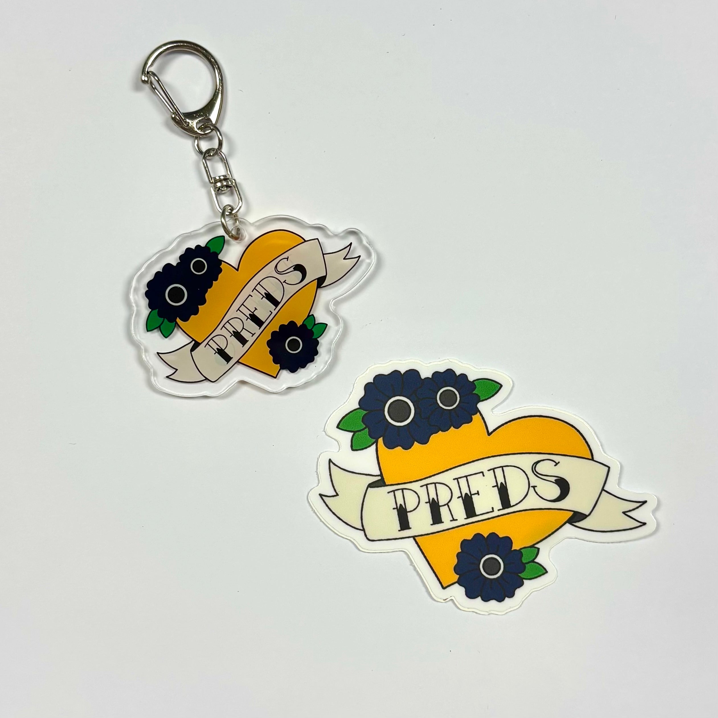 Predators Hockey Vinyl Sticker & Acrylic Keychain