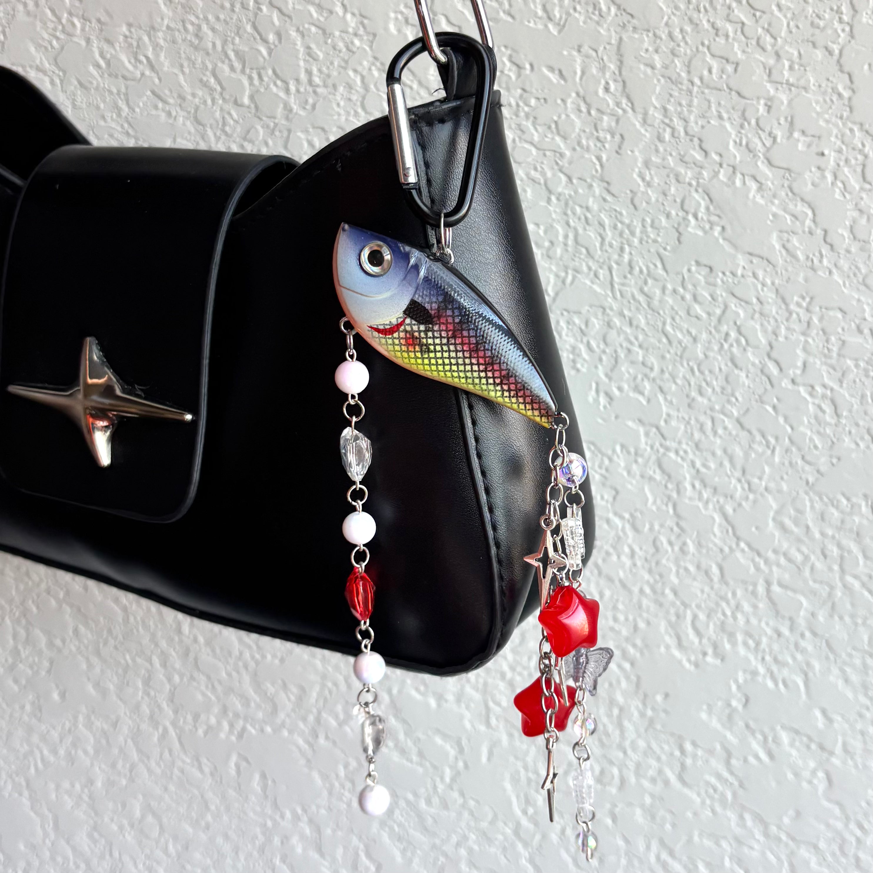 Grey Fishing Lure Keychain with Stars