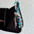 Mini Silver & Blue Fishing Lure Keychain with Stars & Pearls