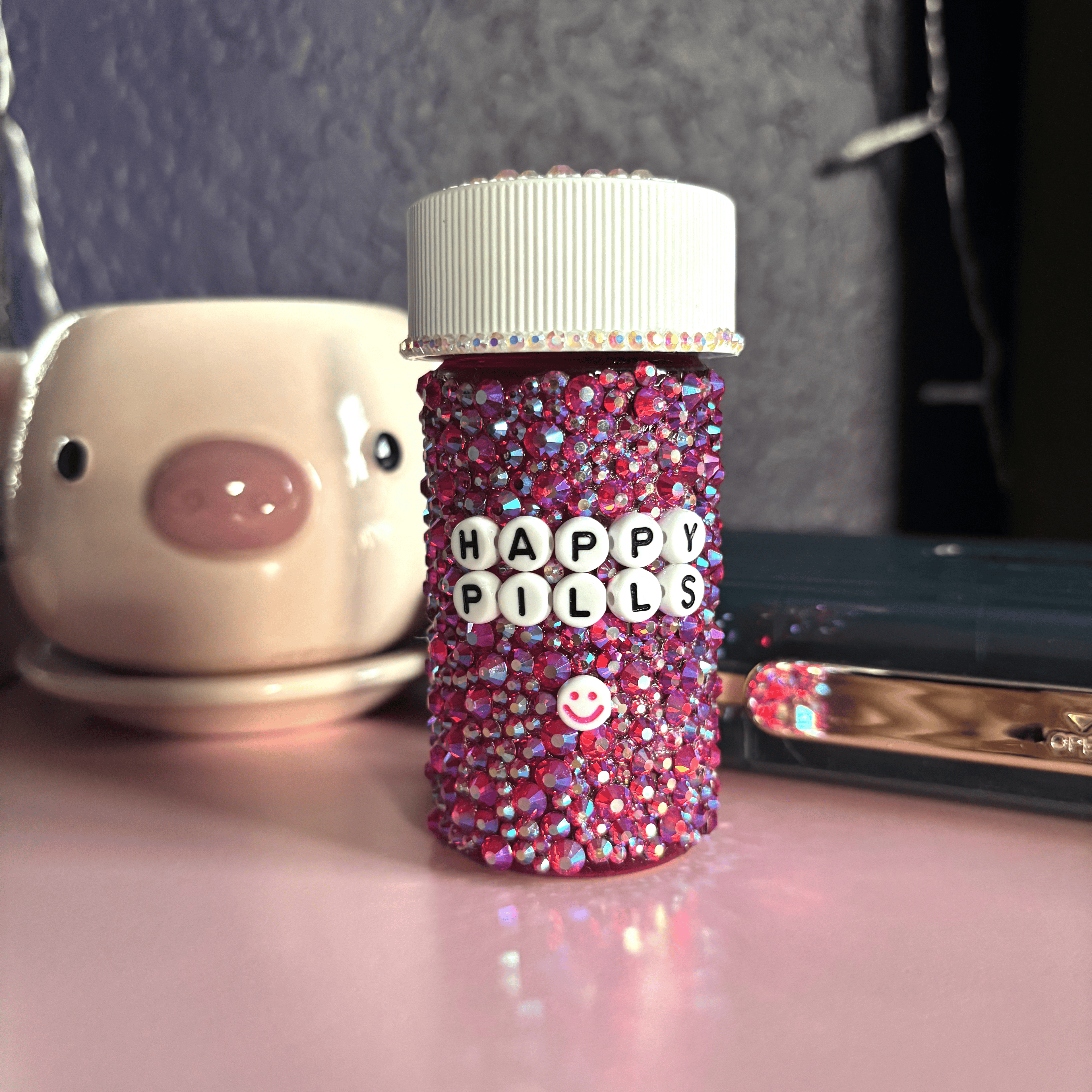 Red Rhinestoned Pill Bottle