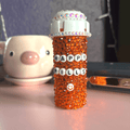 Orange Rhinestoned Pill Bottle
