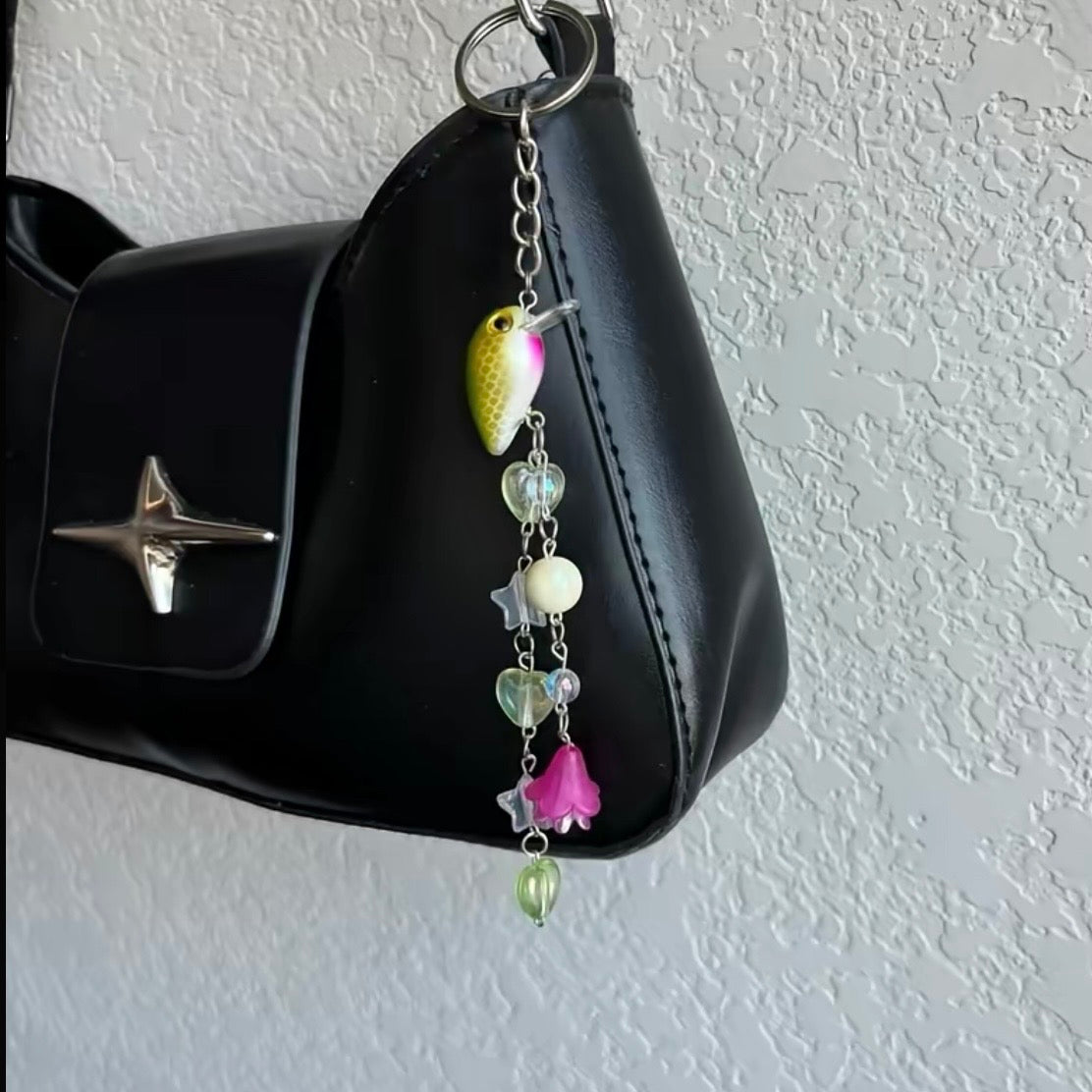 Mini Green & Pink Fishing Lure Keychain
